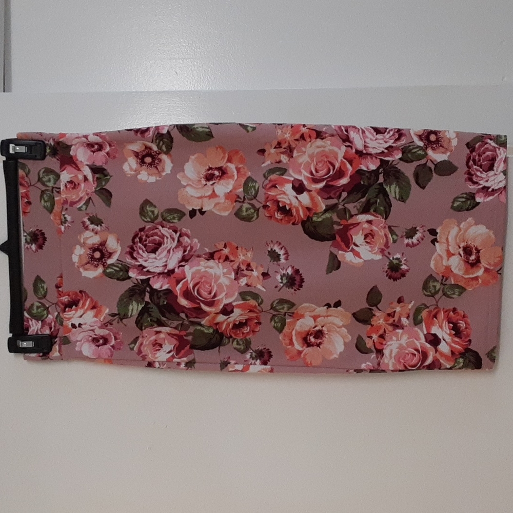 Rainbow mauve floral pencil skirt